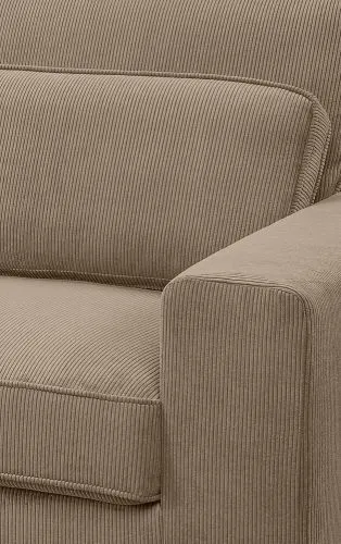 Ecksofa Bolivia links mit Rückenkissen | 276cm | Cord | braun-beige
