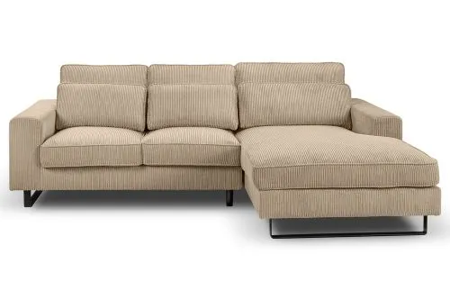 Ecksofa Bolivia rechts mit Rückenkissen | 276cm | Cord | beige