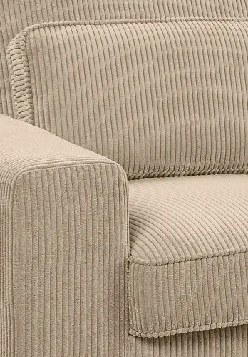 Ecksofa Bolivia rechts mit Rückenkissen | 276cm | Cord | beige