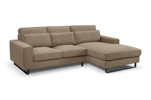 Ecksofa Bolivia rechts mit Rückenkissen | 276cm | Cord | braun-beige