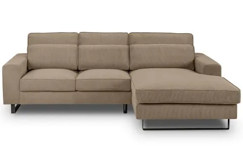 Ecksofa Bolivia rechts mit Rückenkissen | 276cm | Cord | braun-beige