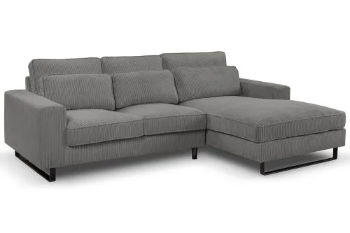 Ecksofa Bolivia rechts mit Rückenkissen | 276cm | Cord | grau