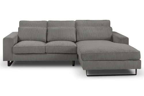 Ecksofa Bolivia rechts mit Rückenkissen | 276cm | Cord | grau