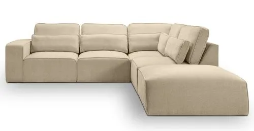 Ecksofa Lux rechts mit Rückenkissen | 305cm | Webstoff | beige