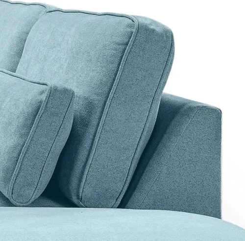 Ecksofa Lux rechts mit Rückenkissen | 305cm | Webstoff | hellblau