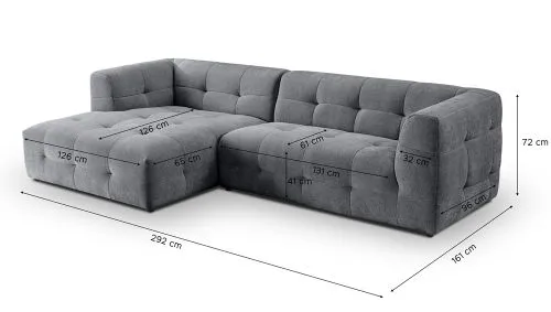 Ecksofa Polstersofa Tenso links | 292cm | Webstoff | grau