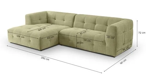 Ecksofa Polstersofa Tenso links | 292cm | Webstoff | grün