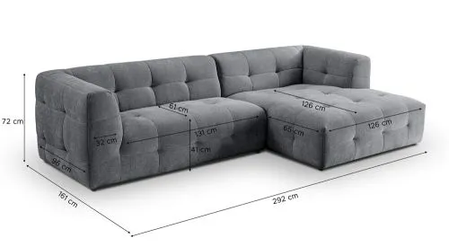 Ecksofa Polstersofa Tenso rechts | 292cm | Webstoff | grau