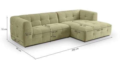 Ecksofa Polstersofa Tenso rechts | 292cm | Webstoff | grün