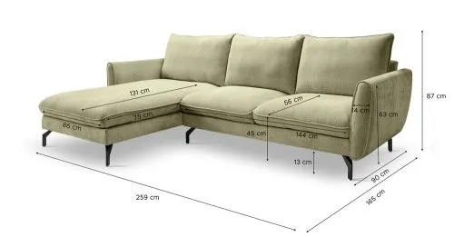 Ecksofa Toronto L-Form links | 259cm | Webstoff | grün