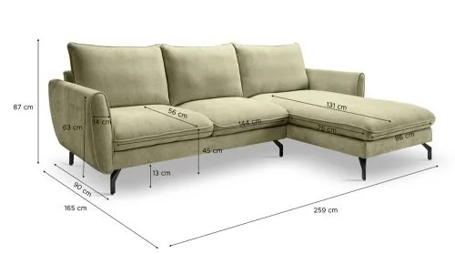 Ecksofa Toronto L-Form rechts | 259cm | Webstoff | grün