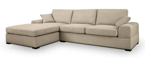 Ecksofa Veda links mit Rückenkissen | 308cm | Strukturstoff | beige