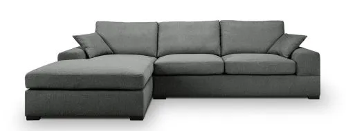 Ecksofa Veda links mit Rückenkissen | 308cm | Strukturstoff | grau