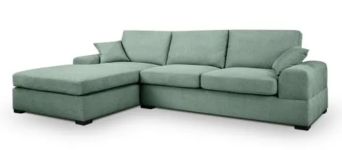 Ecksofa Veda links mit Rückenkissen | 308cm | Strukturstoff | petrol