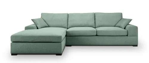 Ecksofa Veda links mit Rückenkissen | 308cm | Strukturstoff | petrol