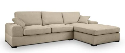 Ecksofa Veda rechts mit Rückenkissen | 308cm | Strukturstoff | beige
