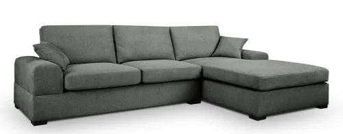 Ecksofa Veda rechts mit Rückenkissen | 308cm | Strukturstoff | grau