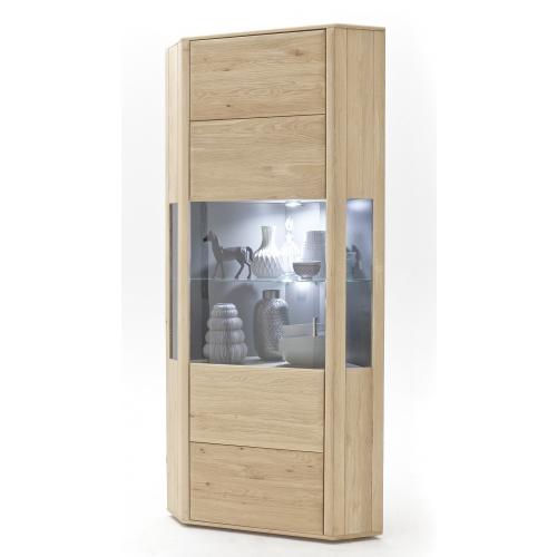 Eckvitrine Tarragona | Eiche Bianco | LED Beleuchtung