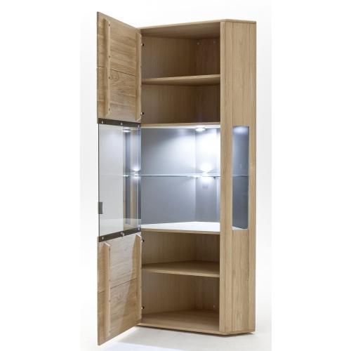 Eckvitrine Tarragona | Eiche Bianco | LED Beleuchtung