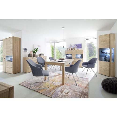 Eckvitrine Tarragona | Eiche Bianco | LED Beleuchtung