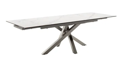 Esstisch Almiros | Creme / Edelstahl | ausziehbar | 180(260) x 95