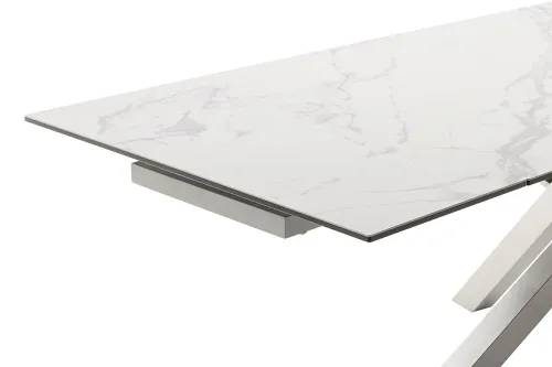 Esstisch Almiros | Creme / Edelstahl | ausziehbar | 180(260) x 95