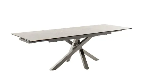 Esstisch Almiros | grau / Edelstahl | ausziehbar | 180(260) x 95