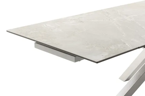 Esstisch Almiros | grau / Edelstahl | ausziehbar | 180(260) x 95