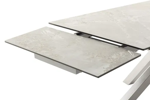 Esstisch Almiros | grau / Edelstahl | ausziehbar | 180(260) x 95