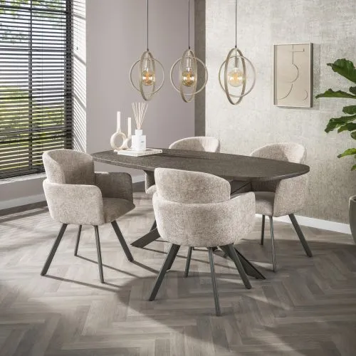 Esstisch Alur | dänisch Oval | 180 cm | Metallic-Optik