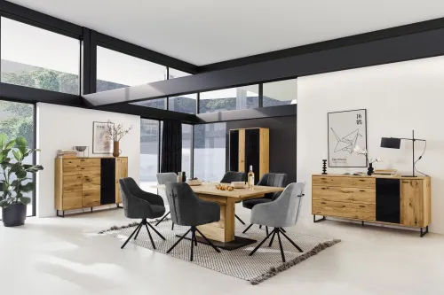 Esstisch Arezzo ausziehbar | Wildeiche / anthrazit | 180 (230) x 100