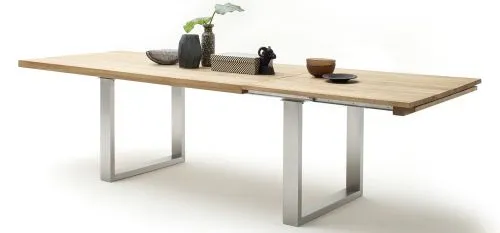 Esstisch Ausziehtisch Dayton | Wildeiche massiv | Edelstahl | 180/200/220 x 100 | verschiedene Größen