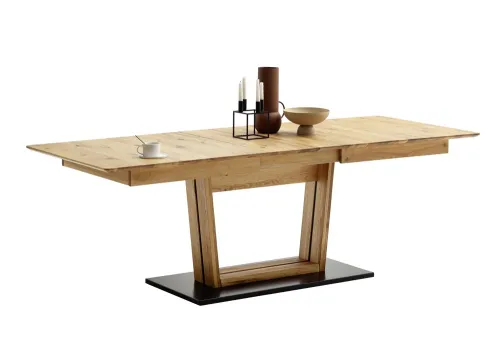 Esstisch Ausziehtisch Morena mit V-Fuß | Balkeneiche massiv | 180(230) x 77 x 90 cm