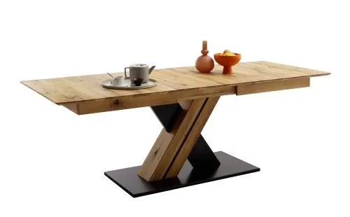 Esstisch Ausziehtisch Morena mit X-Fuß | Balkeneiche massiv | 160(210) x 77 x 90 cm
