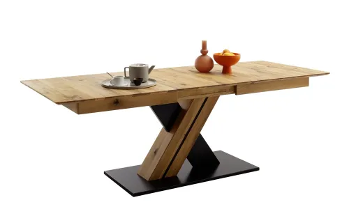 Esstisch Ausziehtisch Morena mit X-Fuß | Balkeneiche massiv | 180(230) x 77 x 90 cm