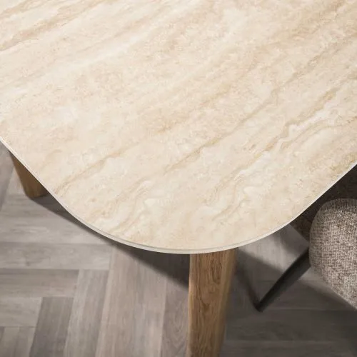 Esstisch Banto | 180 cm | Eiche | 3D Keramik travertin