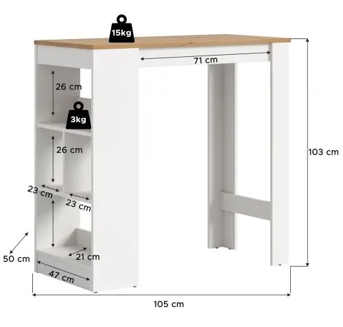 Esstisch Bartisch Urban | weiß / Authentic Oak