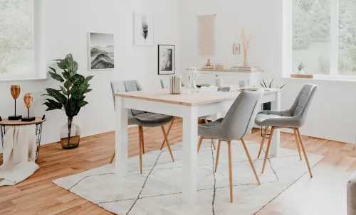 Esstisch Bergen | Ausziehtisch | Landhausstil | 160 (215 ) x 90 | weiß / Eiche Artisan