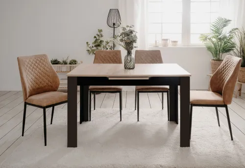 Esstisch Birmingham | Ausziehtisch | Artisan Oak / schwarz |125 (165) x 75 x 80 cm