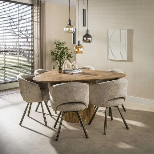 Esstisch Board | 150cm | dreieckig | Mango massiv | sand