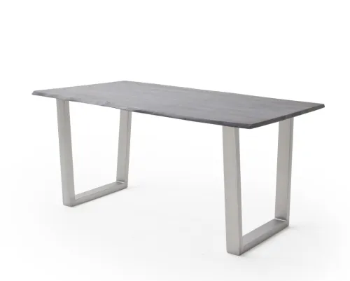 Esstisch Calabria | Akazie massiv | T-Gestell Edelstahl | 160/180/200/220/240 | grau | verschiedene Größen