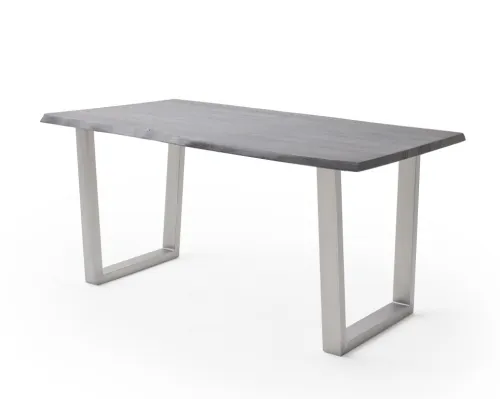 Esstisch Calabria | Akazie massiv | T-Gestell Edelstahl | 160/180/200/220/240 | grau | verschiedene Größen