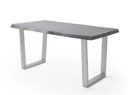 Esstisch Calabria | Akazie massiv | T-Gestell Edelstahl | 160/180/200/220/240 | grau | verschiedene Größen