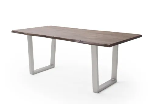 Esstisch Calabria | Akazie massiv | T-Gestell Edelstahl | walnuss | 180 x 100-Tischplatte 3,5 cm