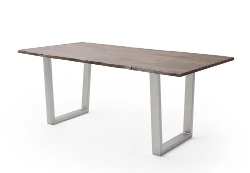 Esstisch Calabria | Akazie massiv | T-Gestell Edelstahl | walnuss | 180 x 90-Tischplatte 2,5 cm