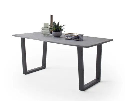Esstisch Calabria | Akazie massiv | T-Gestell | grau / anthrazit | 180 x 90-Tischplatte 2,5 cm