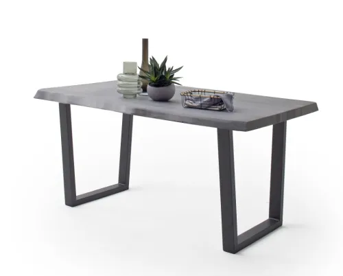Esstisch Calabria | Akazie massiv | T-Gestell | grau / anthrazit | 200 x 100 -Tischplatte 5,5 cm
