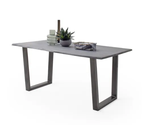 Esstisch Calabria | Akazie massiv | T-Gestell | grau / antik gewischt | 160 x 90-Tischplatte 2,5 cm