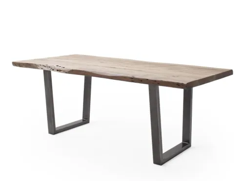 Esstisch Calabria | Akazie massiv | T-Gestell | natur / antik gewischt | 220 x 100 -Tischplatte 5,5 cm