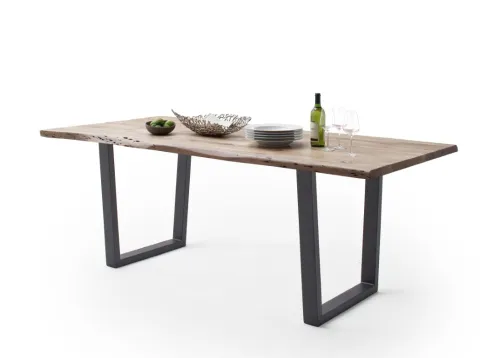 Esstisch Calabria | Akazie massiv | T-Gestell | natur/ anthrazit | 180 x 100-Tischplatte 3,5 cm